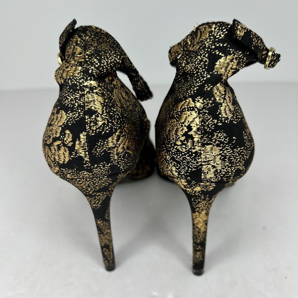 Christian Siriano Womens 17937 Black Gold Floral Buckle Size 7.5 Pumps - Picture 4 of 9